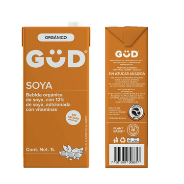 Leche De Soya Orgánica Sin Azúcar Güd Paquete 12 Litros
